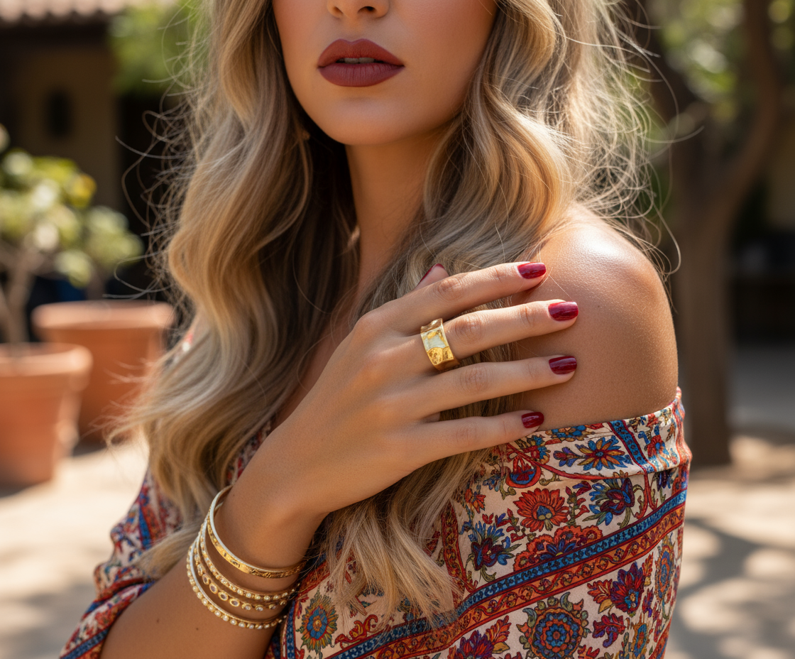 Anastasia - Bague créole dorée