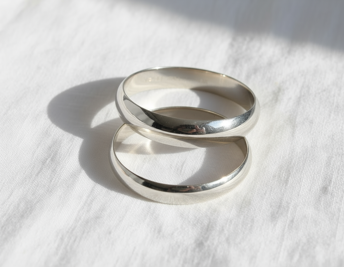 Agathe - Double joncs argentés acier inoxydable