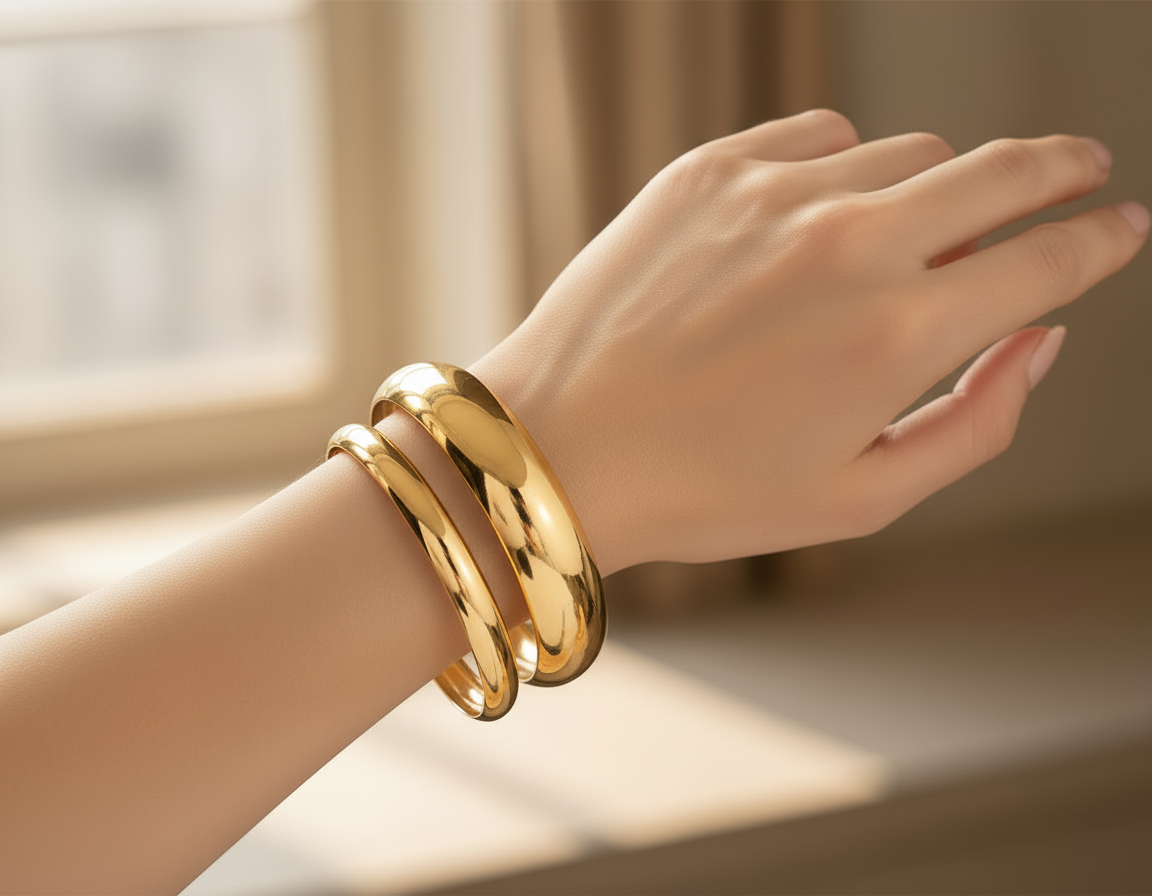 Magnolia - Ensemble de bracelets dorés