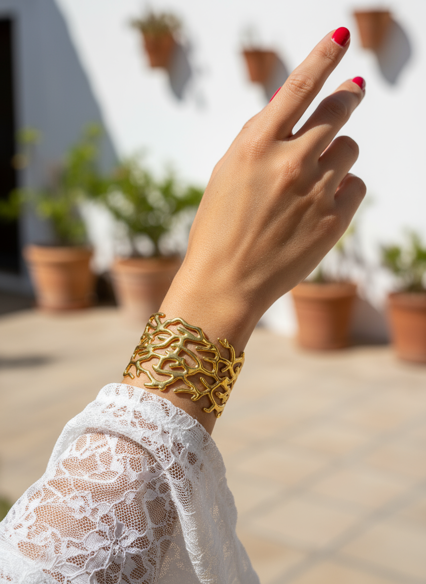 Éléa - Manchette corail dorée