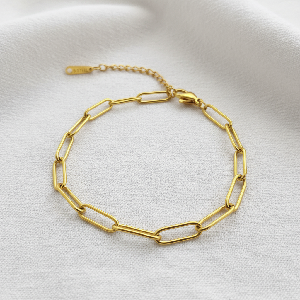 Céleste – Bracelet chaîne en acier inoxydable doré