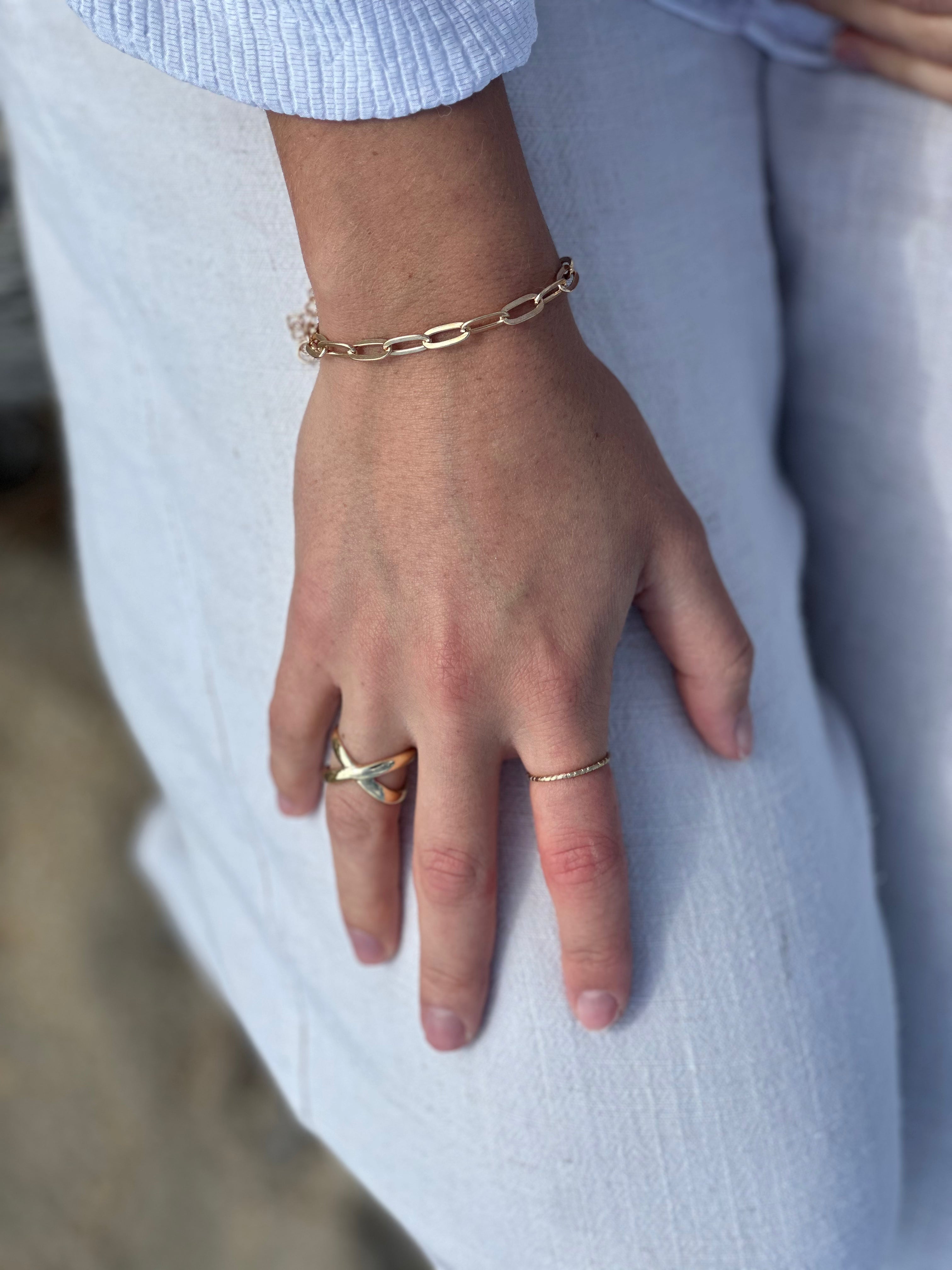 Céleste – Bracelet chaîne en acier inoxydable doré